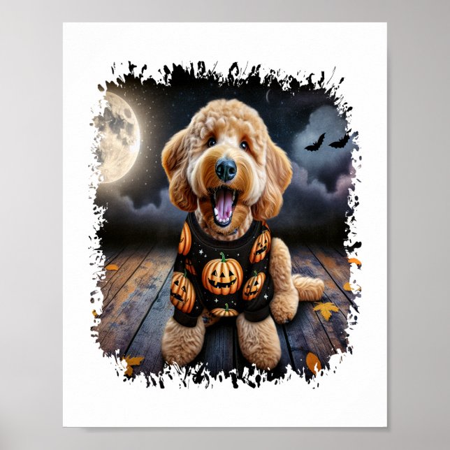 Goldendoodle Hund Halloween Poster (Framsidan)