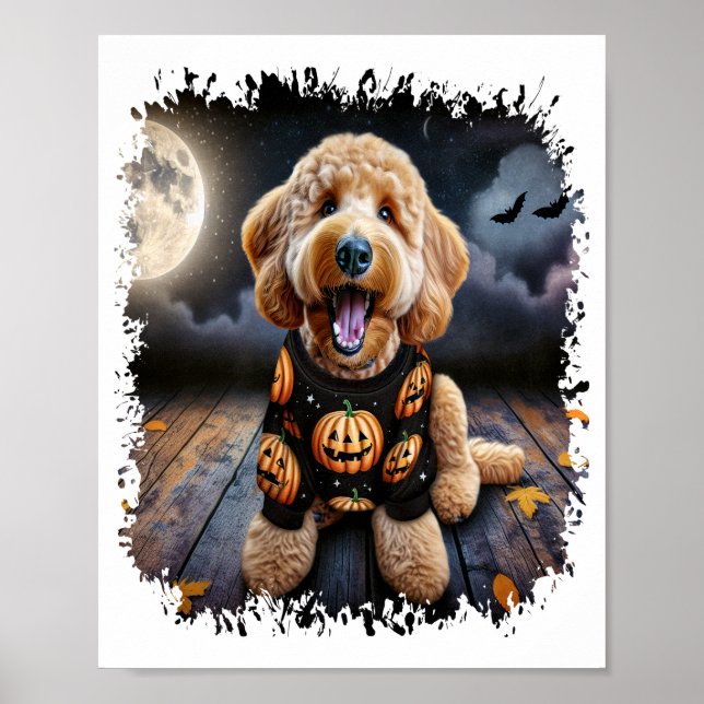 Goldendoodle Hund Halloween Poster (Framsidan)