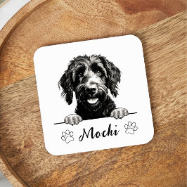 Goldendoodle Hund Hand Teckning Personlig Underlägg Papper Kvadrat