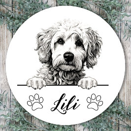 Goldendoodle Hund Handritad Personlig Runt Klistermärke