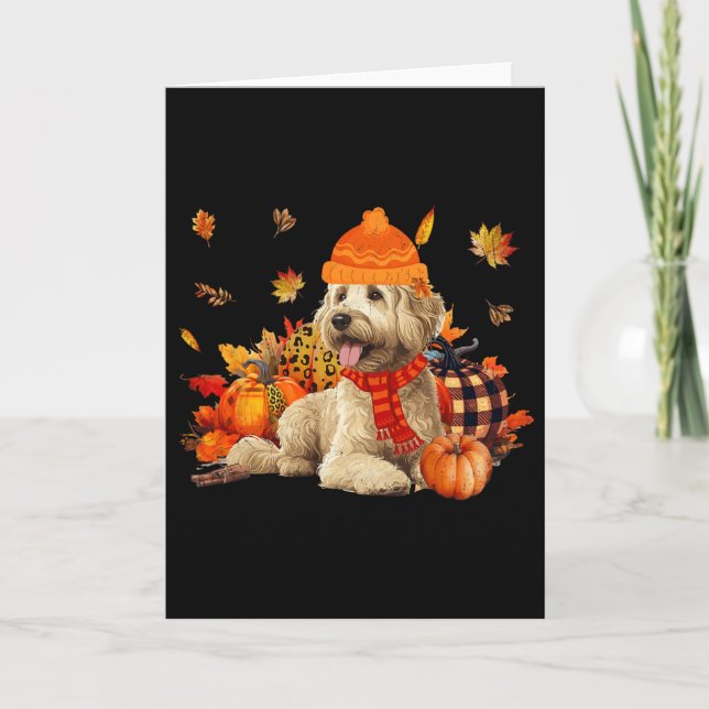 Goldendoodle Hund Höst Skärp Leopard Pumpor Höst Kort (Framsida)