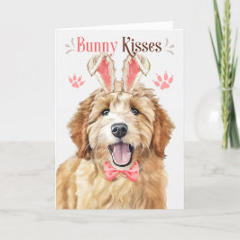 Goldendoodle Hund i Bunny Öron för Påsk Helgkort