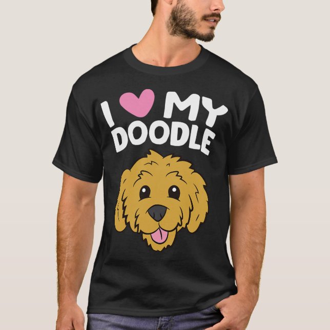 Goldendoodle Hund I Kärlek My Doodle Funny Pet Gol T Shirt (Framsida)