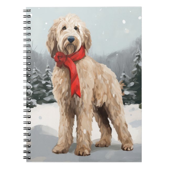 Goldendoodle Hund i Snö-julen Anteckningsbok (Framsidan)