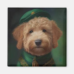 Goldendoodle Hund i St. Patrick Dress Magnet