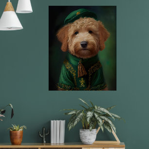 Goldendoodle Hund i St. Patrick Dress Poster