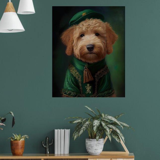 Goldendoodle Hund i St. Patrick Dress Poster (Vardagsrum 1)