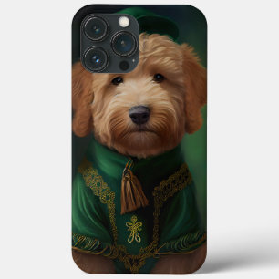 Goldendoodle Hund i St. Patricks dags dräkt