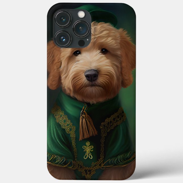 Goldendoodle Hund i St. Patricks dags dräkt (Baksida)