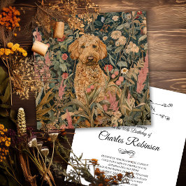 Goldendoodle Hund i William Morris Stil Garden Tack Kort