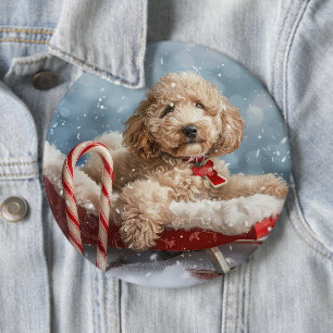 Goldendoodle Hund Jul Festlig Knapp