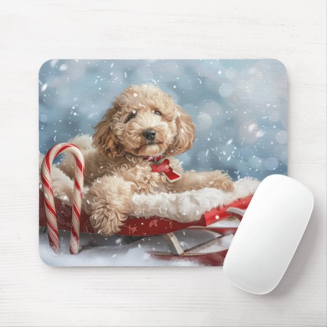 Goldendoodle Hund Jul Festlig Musmatta (Med mus)