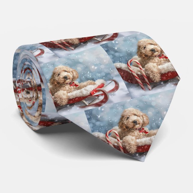 Goldendoodle Hund Jul Festlig Slips (Rullad)