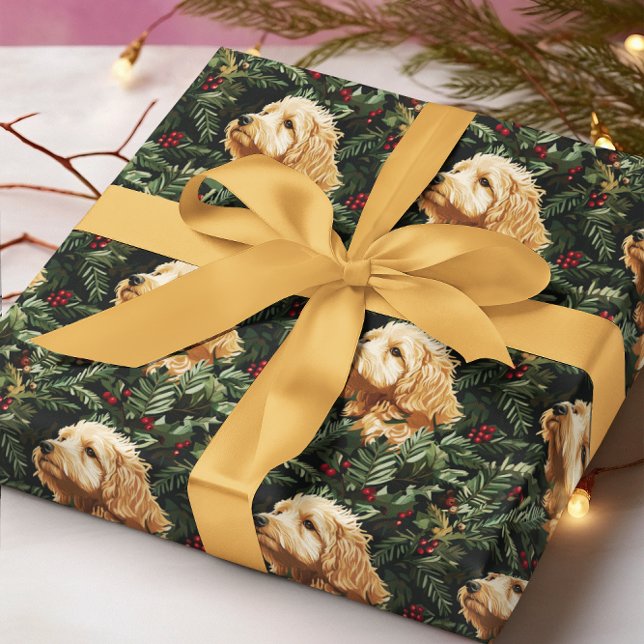 Goldendoodle hund jul Gran Presentpapper (Skapare uppladdad)