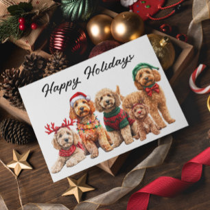 Goldendoodle Hund jul-Helgdag Vykort