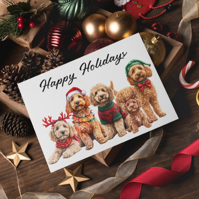 Goldendoodle Hund jul-Helgdag Vykort (Skapare uppladdad)