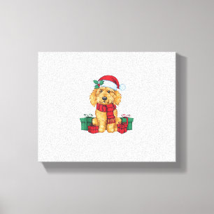 Goldendoodle Hund jul jul Firande Santa Hund X Canvastryck