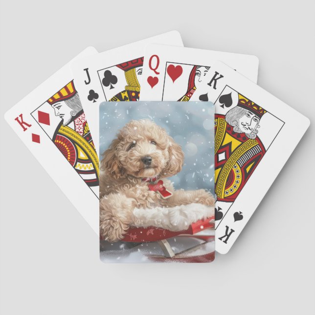 Goldendoodle Hund julafton Casinokort (Baksidan)