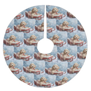 Goldendoodle Hund julafton Julgransmatta Borstad Polyester