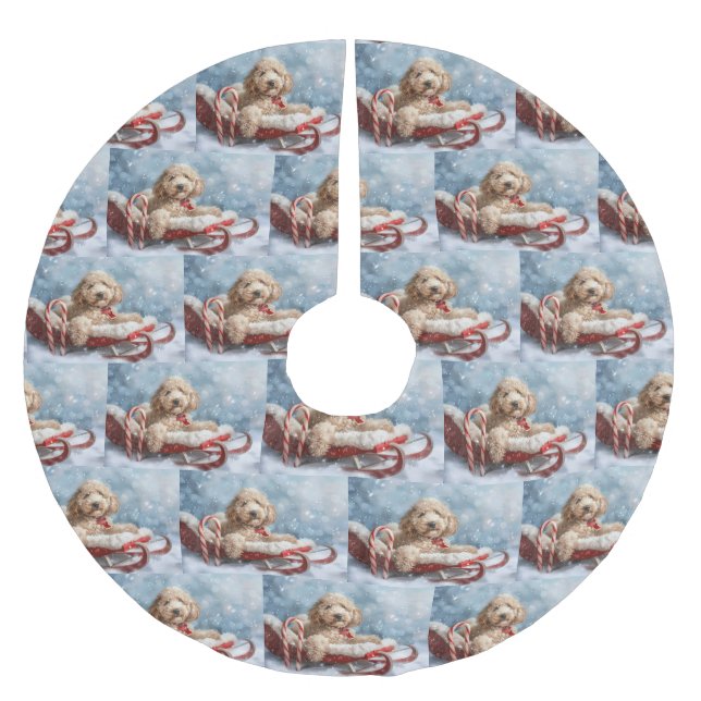 Goldendoodle Hund julafton Julgransmatta Borstad Polyester (Framsidan)