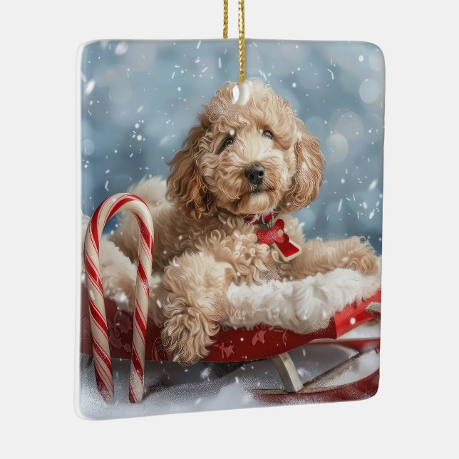 Goldendoodle Hund julafton Julgransprydnad Keramik (Höger)