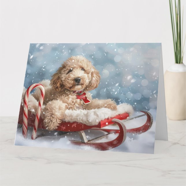 Goldendoodle Hund julafton Kort (Framsida)