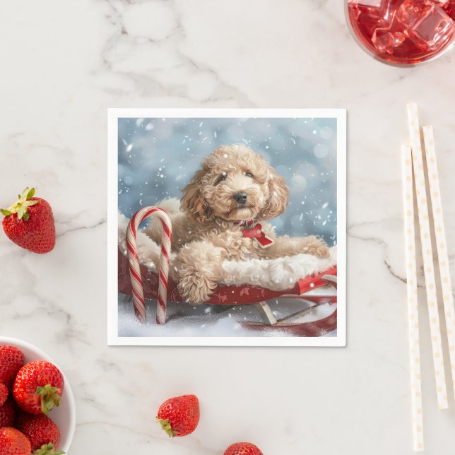 Goldendoodle Hund julafton Pappersservett (Insitu)