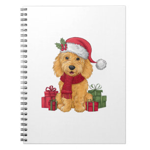 Goldendoodle-Hund jularrangemang Santa Hat Hund X Anteckningsbok