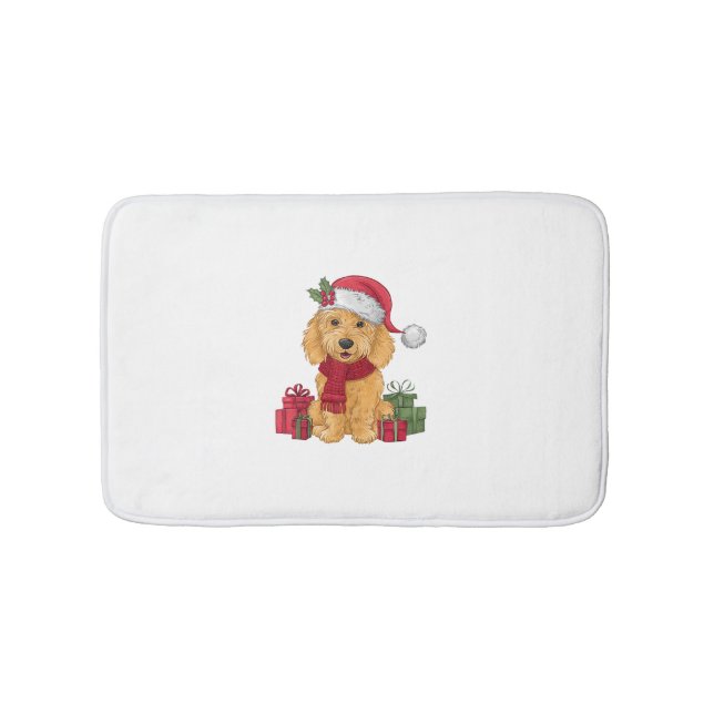 Goldendoodle-Hund jularrangemang Santa Hat Hund X Badrumsmatta (Framsidan)