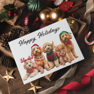 Goldendoodle Hund Julsemester Kort