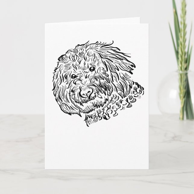 Goldendoodle Hund Line art Kort (Framsida)
