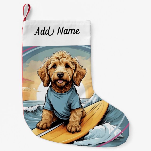 Goldendoodle Hund Liten Julstrumpa (Framsidan)