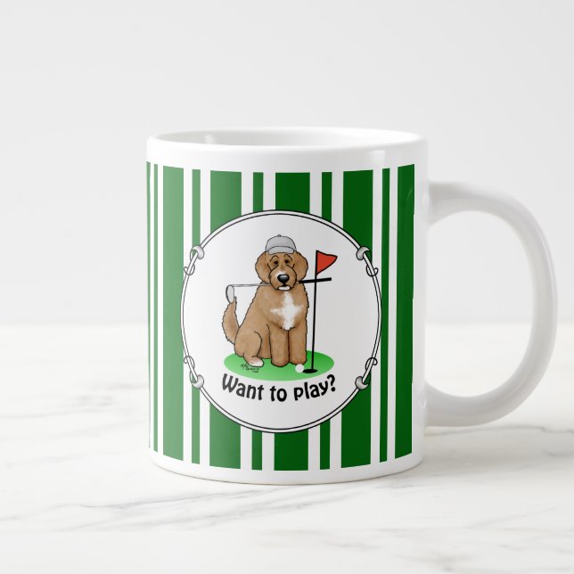 Goldendoodle Hund Pay Golf (red whmk2) Cute Roligt Jumbo Mugg (Höger)