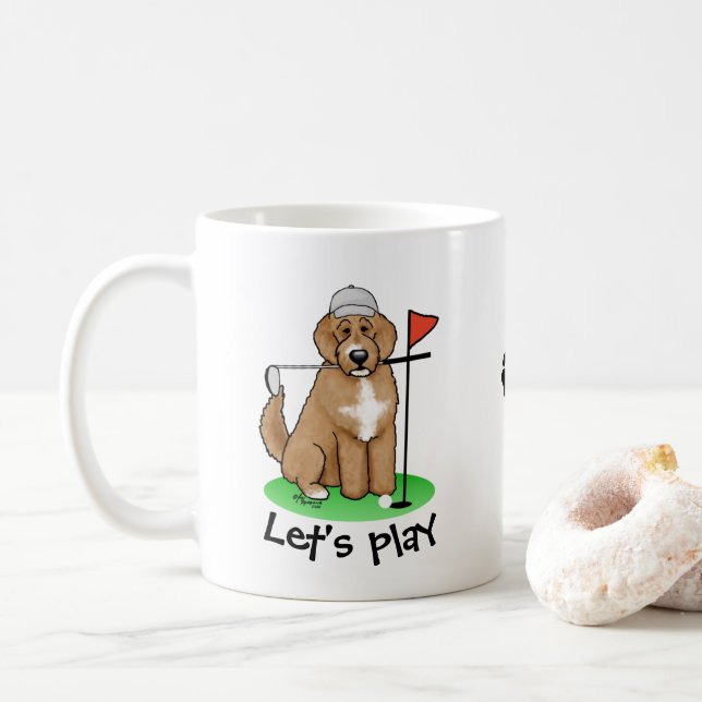 Goldendoodle Hund Pay Golf (red whmk2) Cute Roligt Kaffemugg (Med munk)