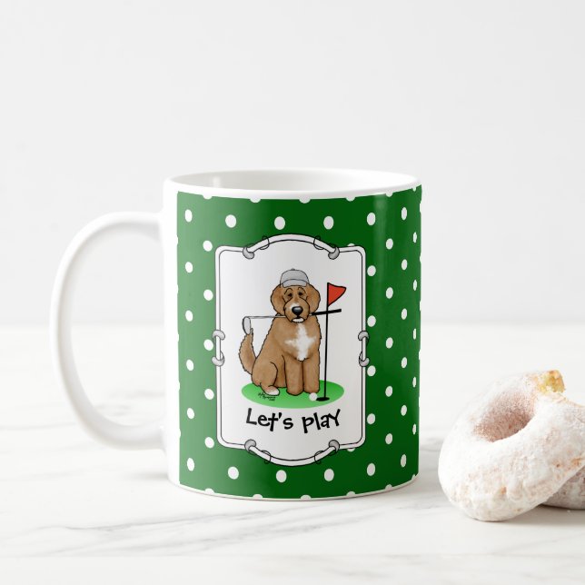Goldendoodle Hund Pay Golf (red whmk2) Cute Roligt Kaffemugg (Med munk)