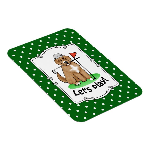Goldendoodle Hund Pay Golf (red whmk2) Cute Roligt Magnet (Högersidan)