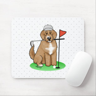 Goldendoodle Hund Pay Golf (red whmk2) Cute Roligt Musmatta