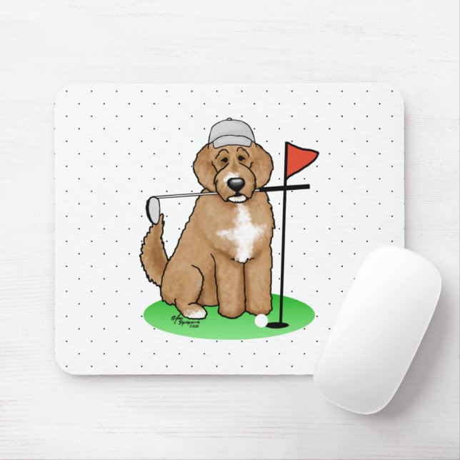 Goldendoodle Hund Pay Golf (red whmk2) Cute Roligt Musmatta (Med mus)