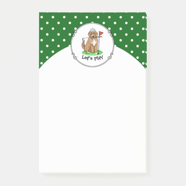 Goldendoodle Hund Pay Golf (red whmk2) Cute Roligt Post-it Block (Framsida)