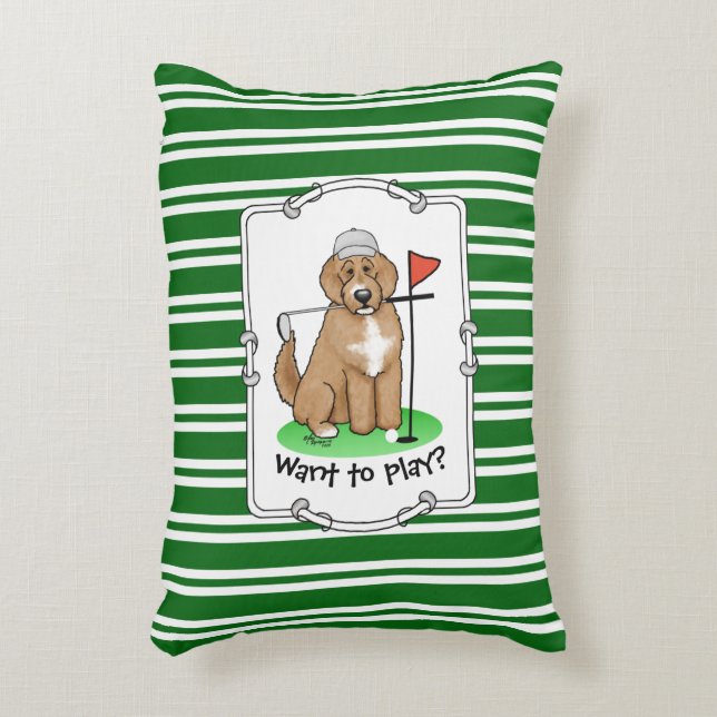 Goldendoodle Hund Pay Golf (red whmk2) Cute Roligt Prydnadskudde (Framsidan(Vertikal))