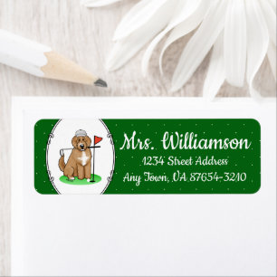 Goldendoodle Hund Pay Golf (red whmk2) Cute Roligt Returadress Etikett