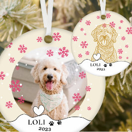 Goldendoodle Hund Personlig Hand Teckning Julgransprydnad Keramik