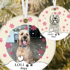 Goldendoodle Hund Personlig Hand Teckning Julgransprydnad Keramik
