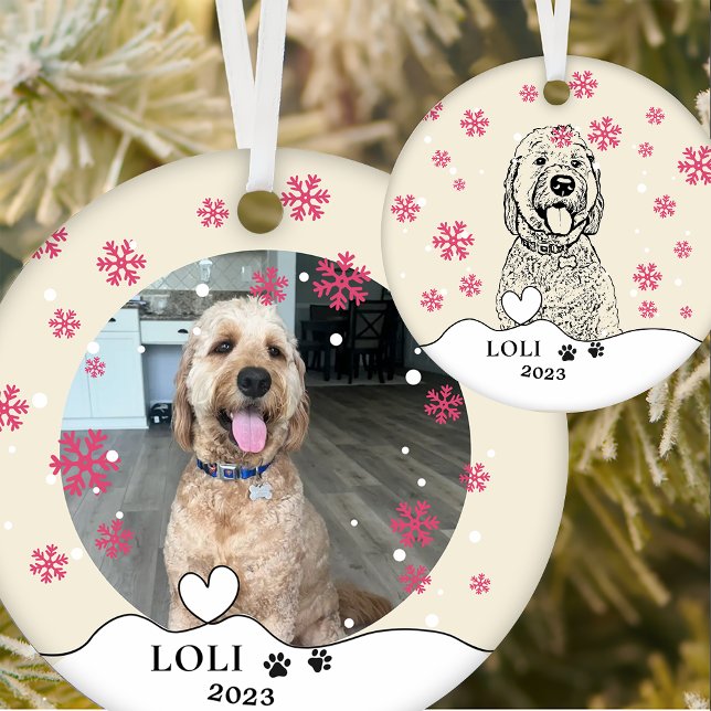 Goldendoodle Hund Personlig Hand Teckning Julgransprydnad Keramik (Skapare uppladdad)