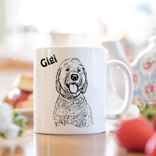 Goldendoodle Hund Personlig Hand Teckning Mugg (Skapare uppladdad)