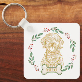 Goldendoodle-Hund Personlig Nyckelring