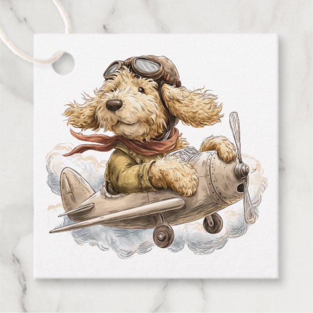 Goldendoodle-Hund-pilotflygplan Gåvor Etiketter (Framsida)