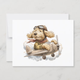 Goldendoodle-Hund-pilotflygplan Vykort