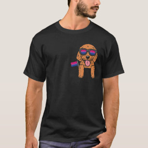 Goldendoodle Hund Pocket LGBTQ Bisexual Flagga Gay T Shirt