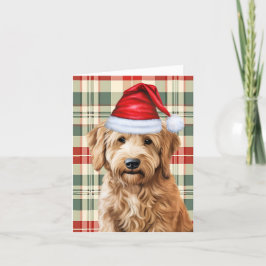 Goldendoodle Hund Red Grönt Play-jul Helgkort